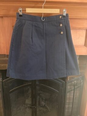 Vintage DIRECTIVES 90s Navy Blue A-Line Wrap Skort Skirt Shorts Size 12